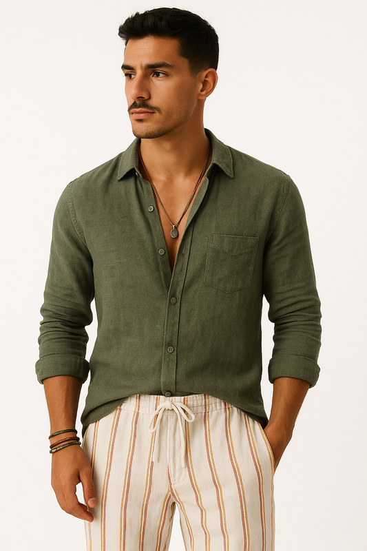 Linnen Strandhemd Heren Casual Zomerlook – Denzaro
