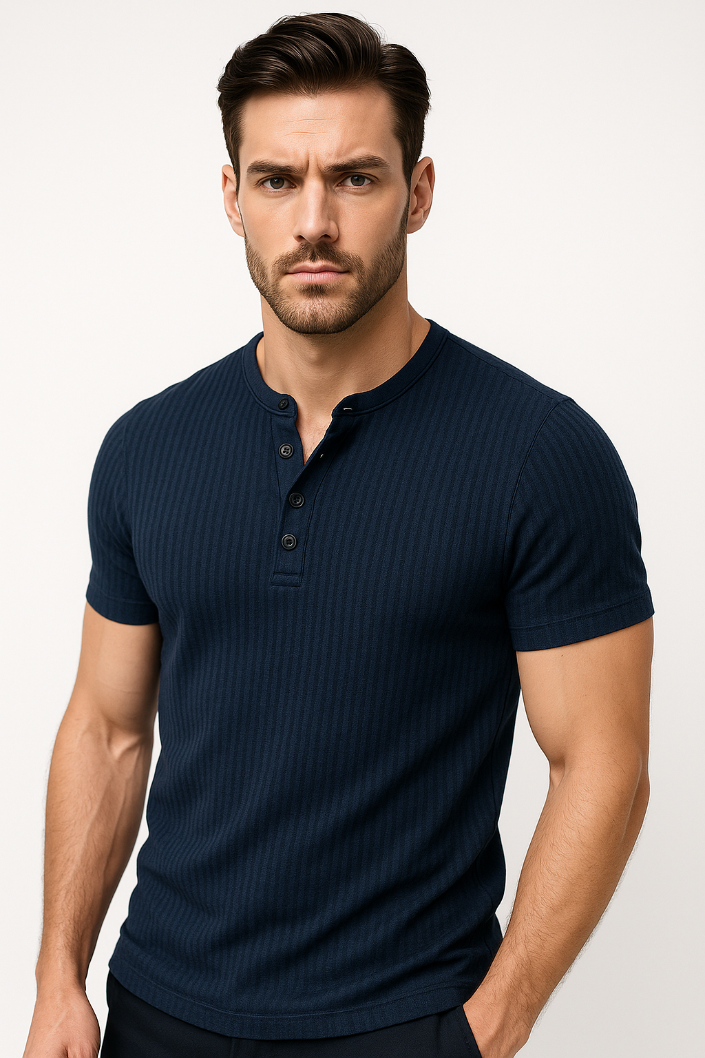 Slim fit Henley T-shirt voor heren – Wout