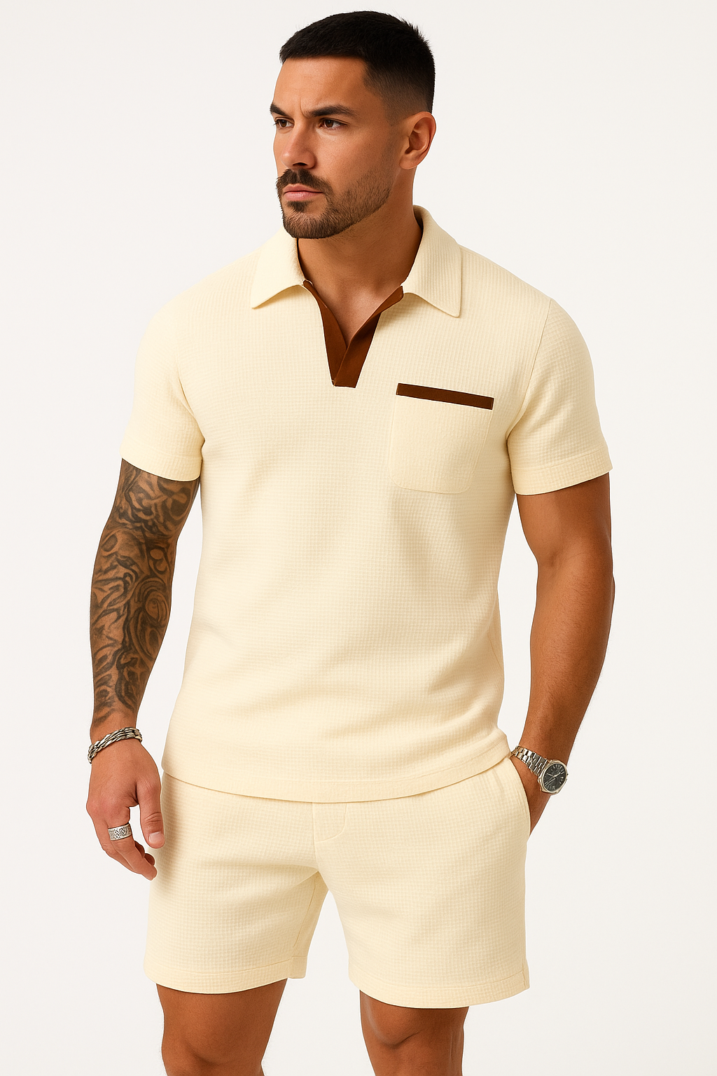 Korte mouwen heren shirt V-hals casual zomer – Dirk