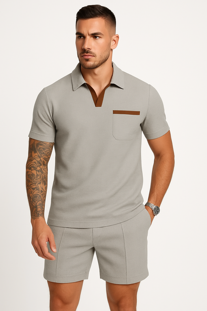 Korte mouwen heren shirt V-hals casual zomer – Dirk