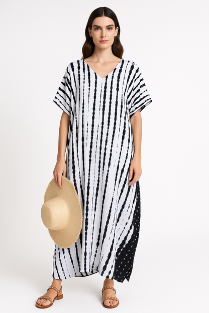 Gestreepte Losse Kaftan Jurk voor Dames – Nyvora