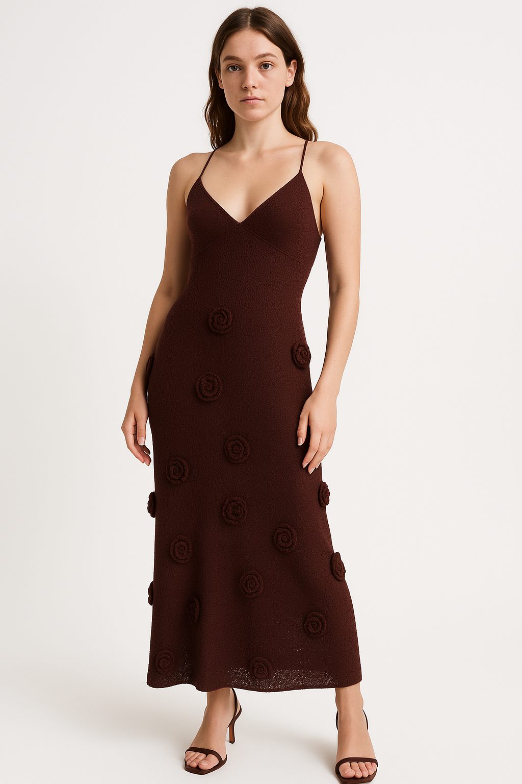 Zomerse dames maxi-jurk van gebreide stof – Rosa