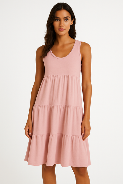 Boho mouwloze mini-jurk met ruches – Eliza