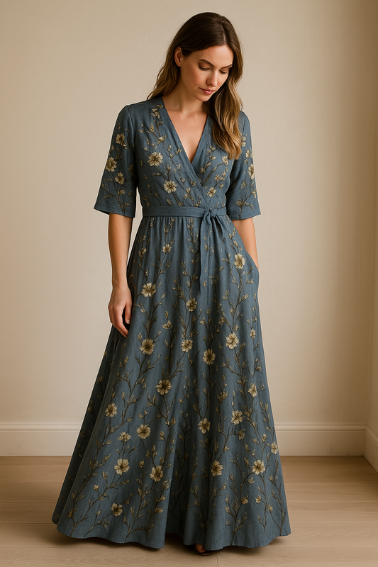 Elegante maxi-jurk met bloemenprint voor dames – Maelle
