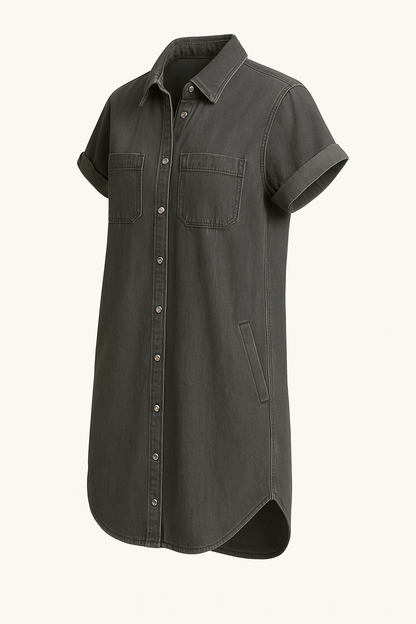 Denim Jurk met Korte Mouwen voor Casual Elegantie – Aubree