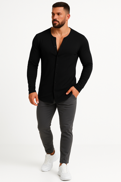 Lange mouwen T-shirt met knoopjes voor heren – John