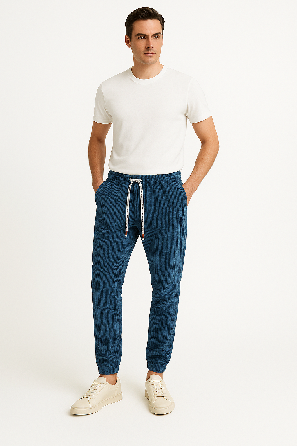 Corduroy joggingbroek heren met trekkoord en stijl – Victor