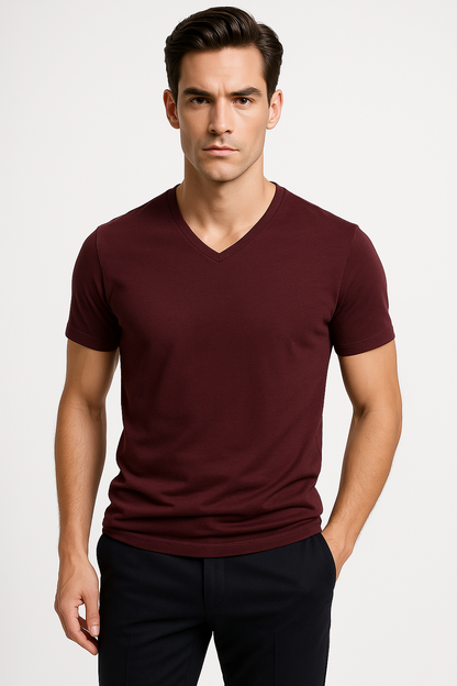 Bamboe heren T-shirt met V-hals lichtgewicht –Ambroos