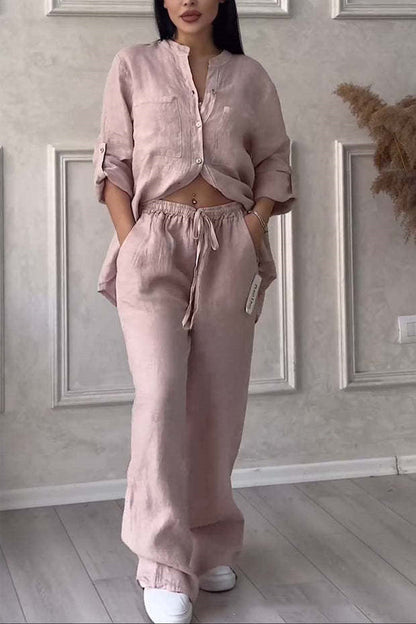 Linnen katoen set met top en short – Yara