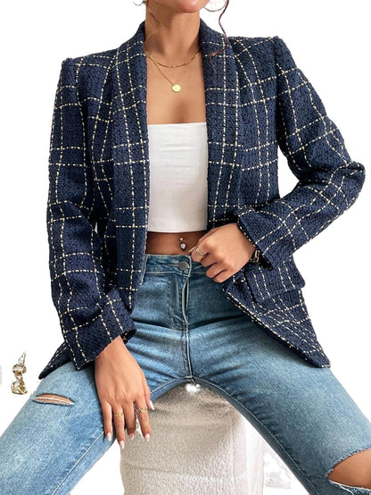 Geruite damesblazer voor elegante stijl en comfort – Clara