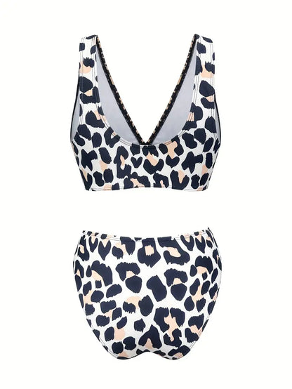 Panterprint bikini dames V-hals hoog model – Zayenna