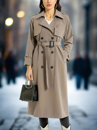 Lange dubbelzijdige trenchcoat met riem – Mila