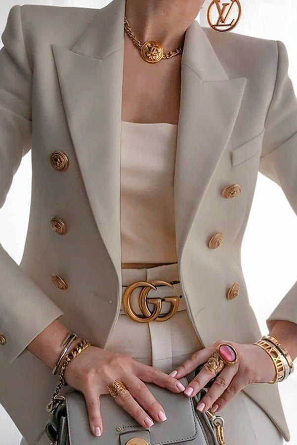 Dubbelrij blazer met gouden knopen – Wanya