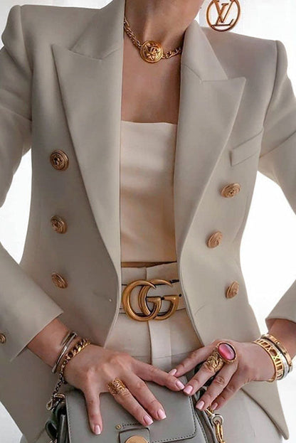 Dubbelrijige Blazer Met Gouden Knopen – Wanya