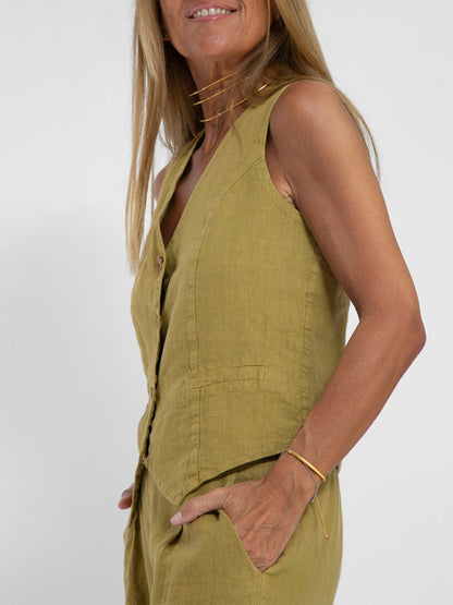 Twee-delige dames set vest en wijde broek – Ella