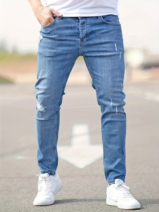 Slim Fit Stretchy Ripped Knie Jeans voor Heren - Axel