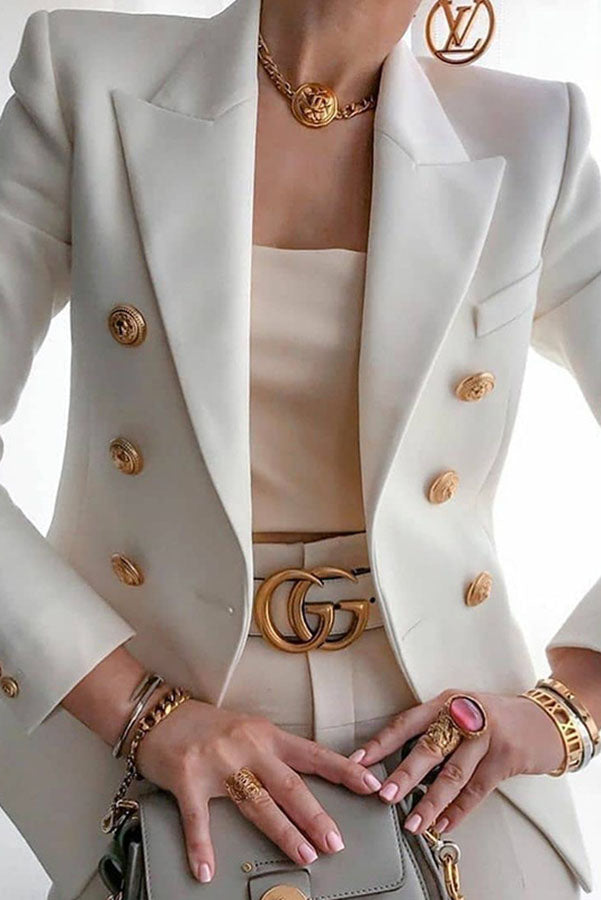 Dubbelrij blazer met gouden knopen – Wanya