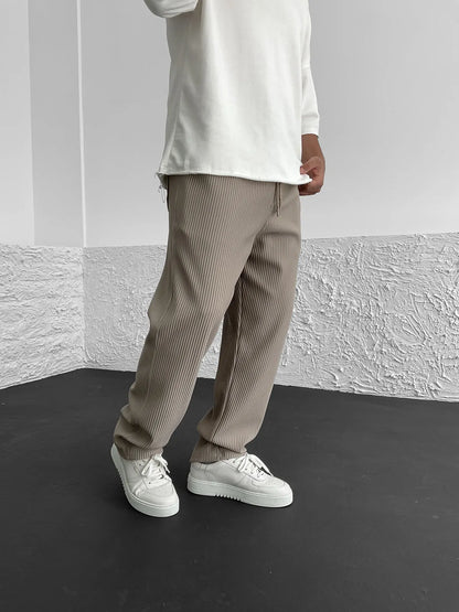 Geribbelde Herenbroek Spandex Comfort Stretch Fit – Nexoro
