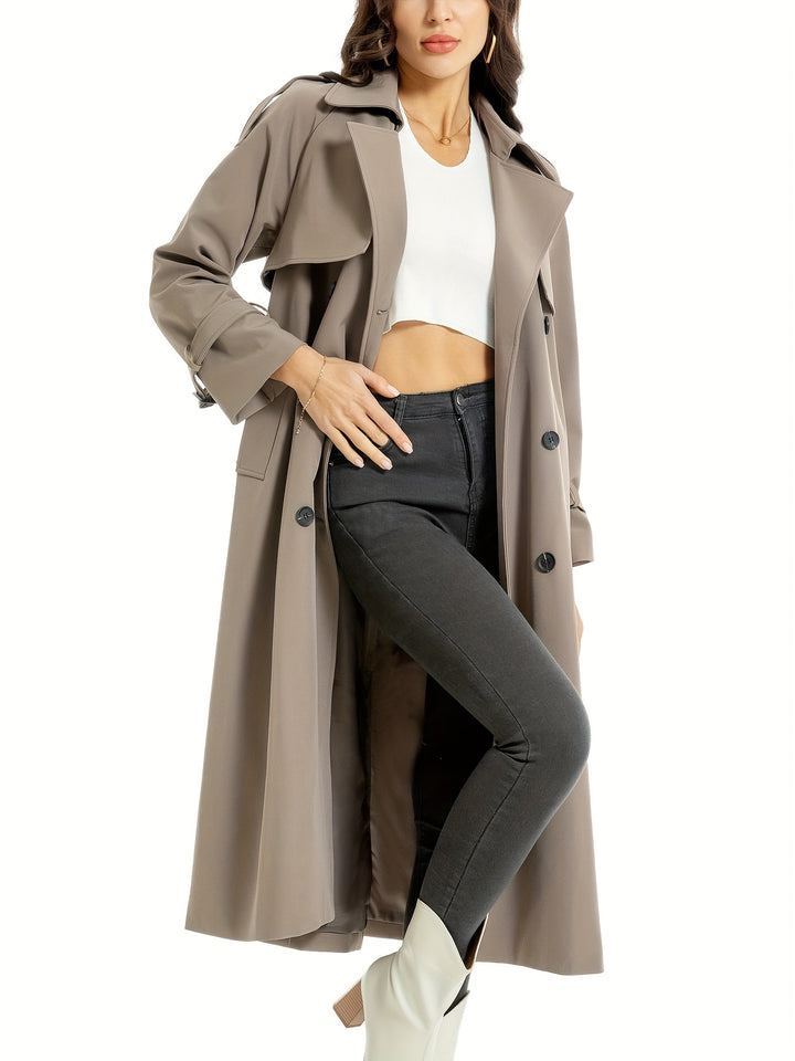 Lange dubbelzijdige trenchcoat met riem – Mila