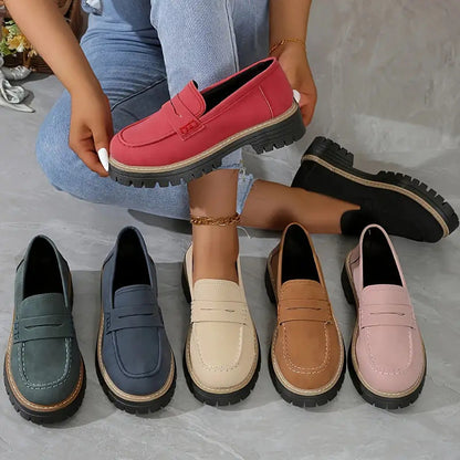 Chunky dames loafers met verhoogde zool en suede – Lurova