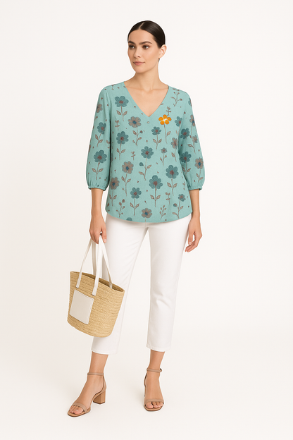 Luchtige damesblouse met bloemenprint en losse pasvorm – Élodie