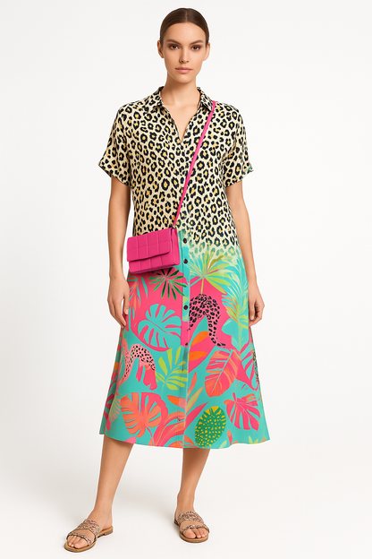 Luchtige maxi-jurk met V-hals en prints – Lara