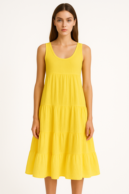 Boho mouwloze mini-jurk met ruches – Eliza