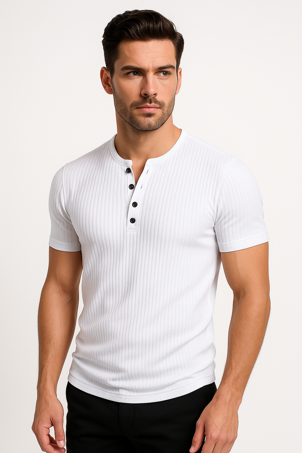 Slim fit Henley T-shirt voor heren – Wout