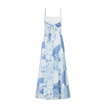 Sexy Blauw Lange Jurk Met Kant - Sophie