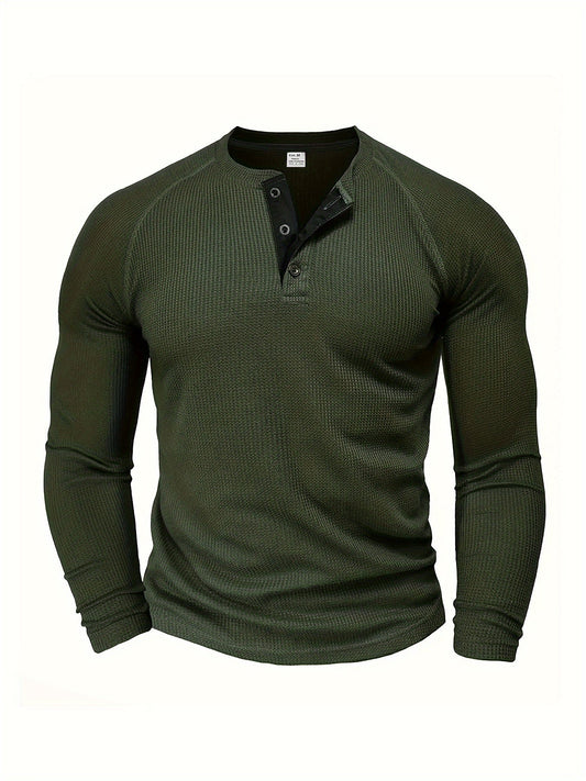Heren Henley Shirt met Korte Mouwen en Ribbeltextuur – Thomas