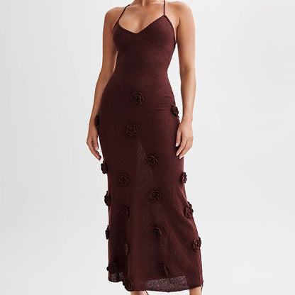 Gebreide maxi zomerjurk met open rug dames – Livia