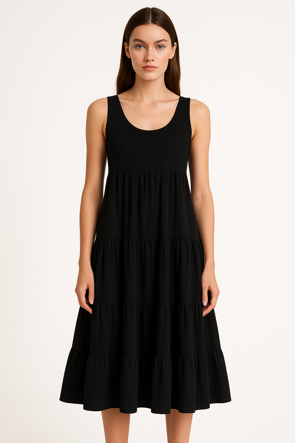 Boho mouwloze mini-jurk met ruches – Eliza