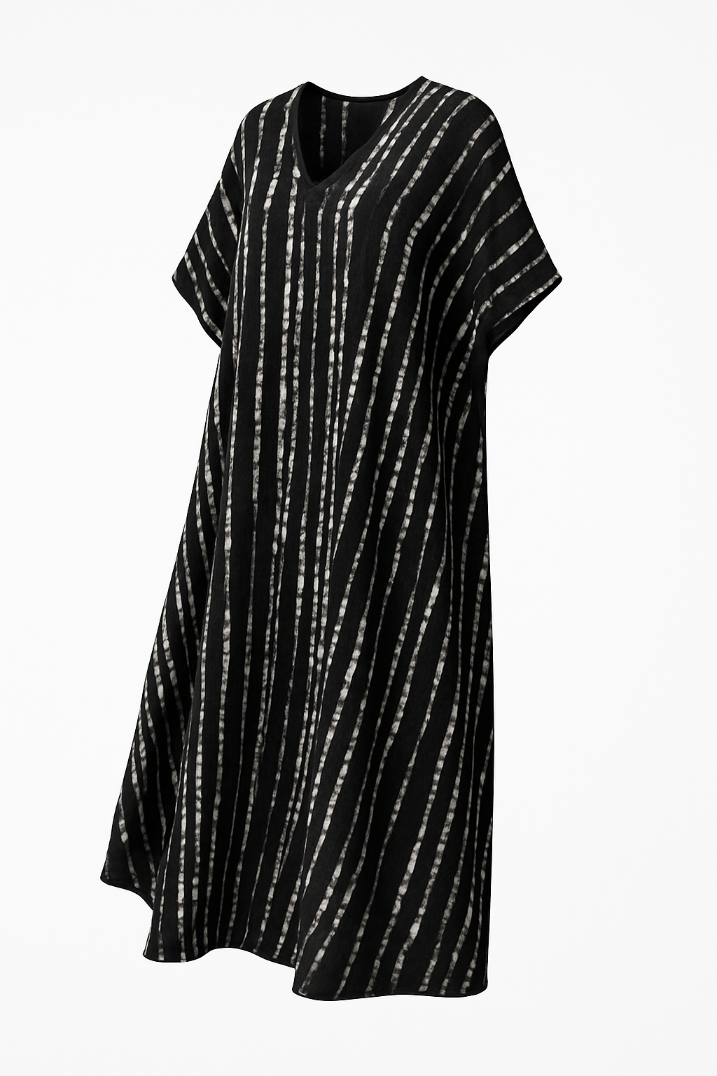 Donkerblauwe Kaftan Jurk met Witte Print – Salivra