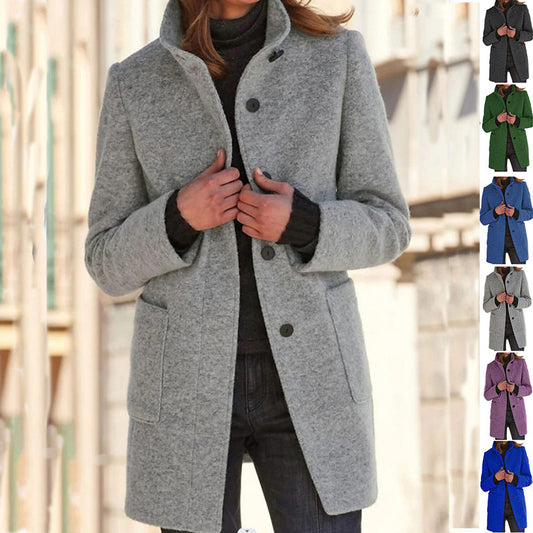 Slim-Fit Winterjas Met Lange Mouwen En Knoopsluiting - Lisa