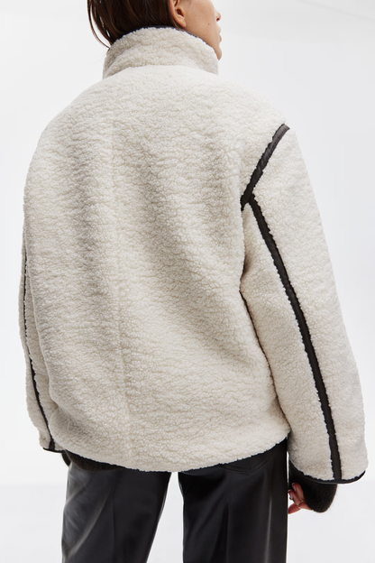 Sherpa Winterjas voor Dames met Contrasterende Biezen – Livora