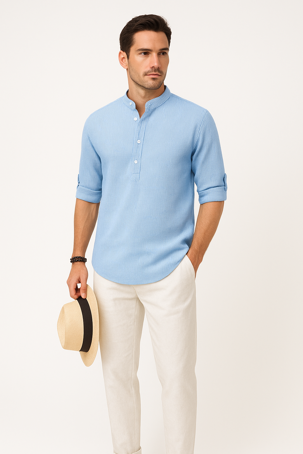 Heren overhemd slim fit katoen stijlvol design – Bram