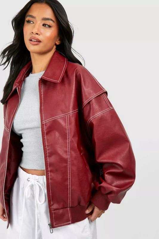 Oversized dames leren jack voor een gedurfde look – Ruby