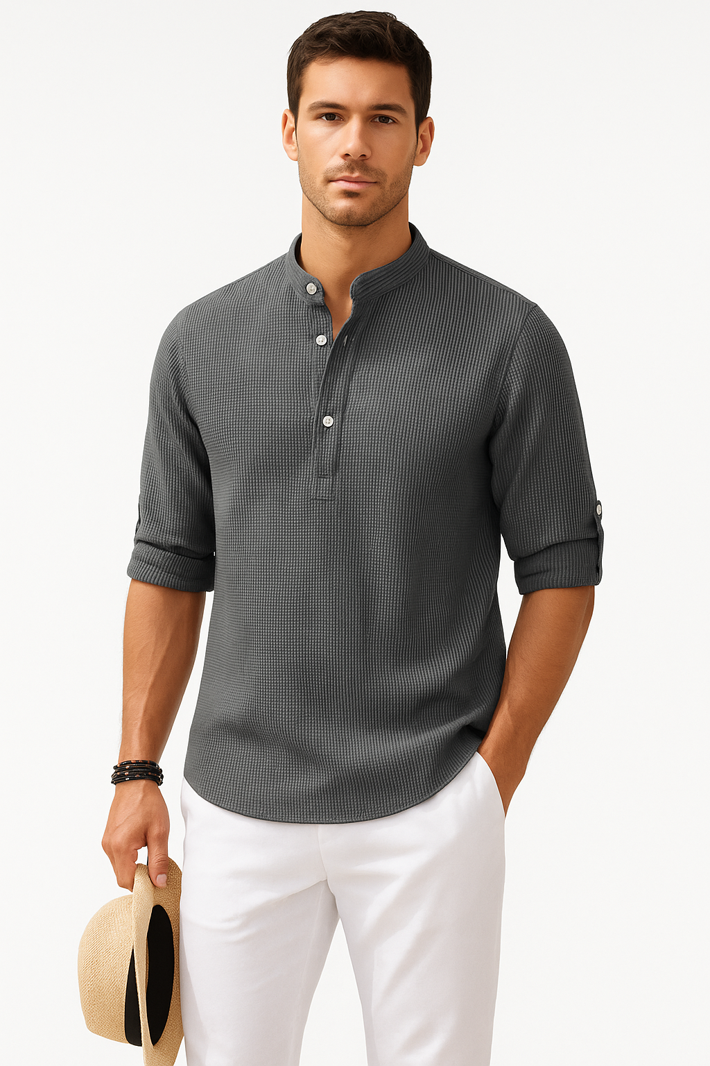 Heren overhemd slim fit katoen stijlvol design – Bram