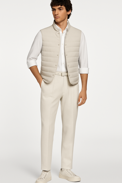Heren bodywarmer lichtgewicht zandkleur outdoor stijl – Daan