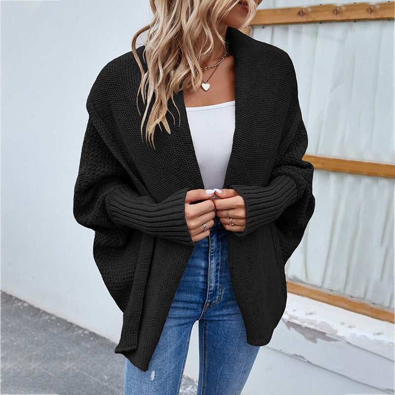 Knitted Cardigan Met Grote Kraag Voor Winter - Sara