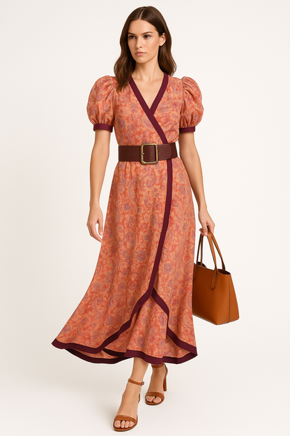 Elegante maxi-jurk met V-hals en A-lijn – Camilla