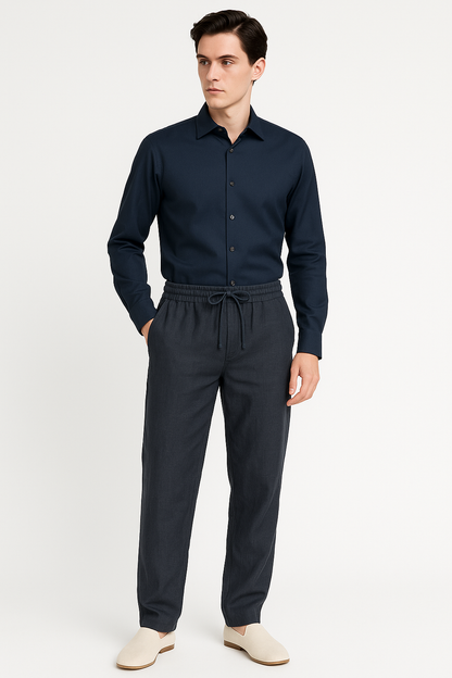 Linnen herenbroek met elastische taille voor zomercomfort – Joris