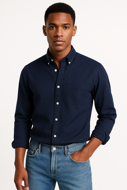Casual herenoverhemd ademend katoen regular fit – Daan
