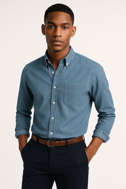 Casual herenoverhemd ademend katoen regular fit – Daan