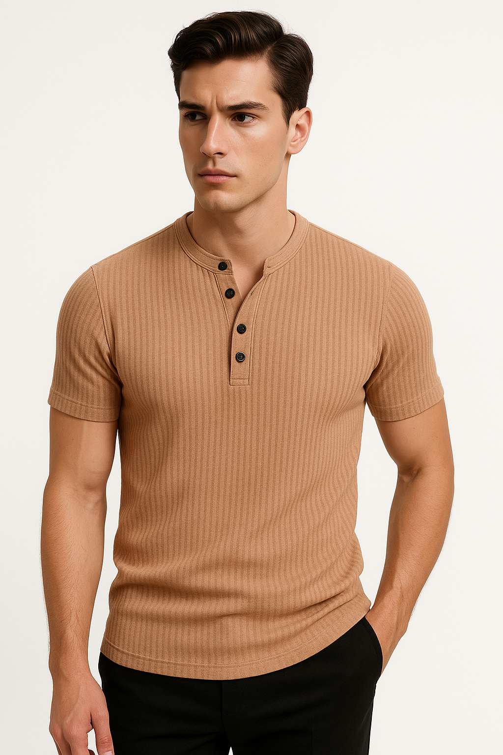 Slim fit Henley T-shirt voor heren – Wout
