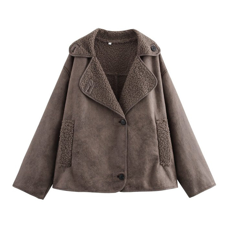 Suède Look Winterjas voor Dames met Fleece Voering – Marvella