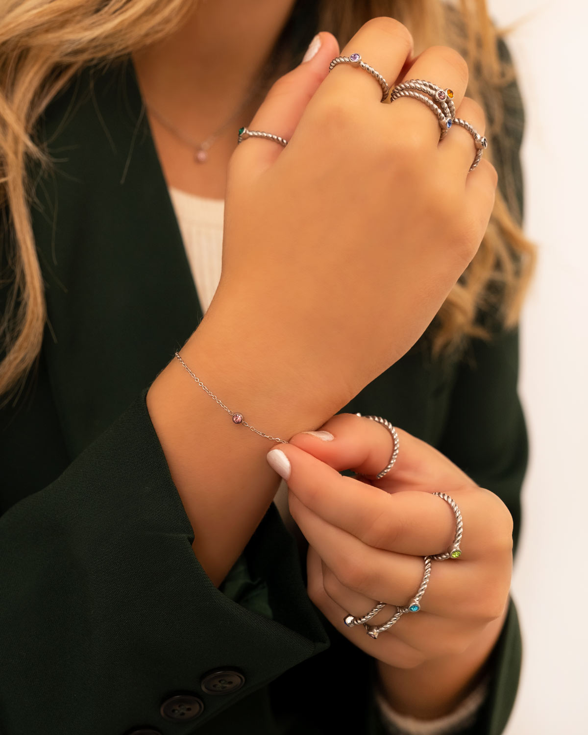 Geboortesteen Armband van Zilver en Goud – Persoonlijk Cadeau – Astralia