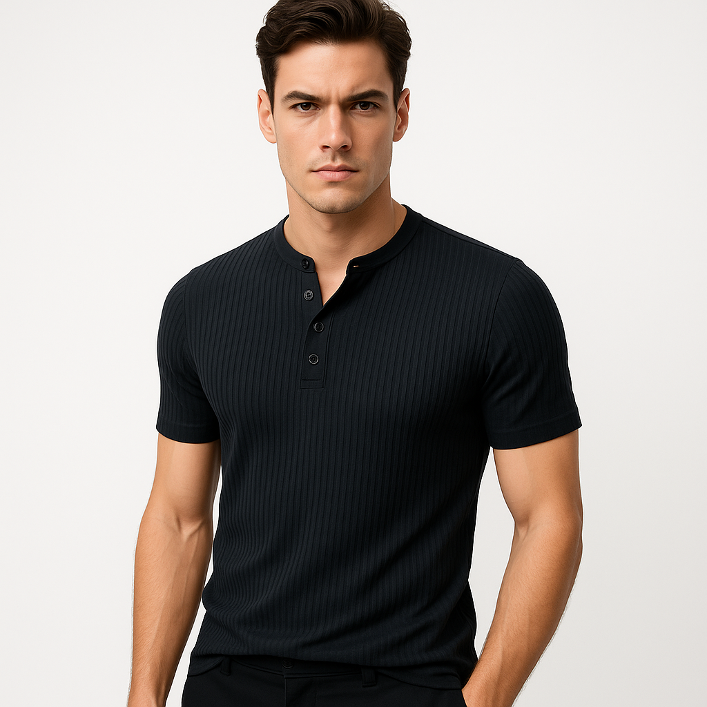 Slim fit Henley T-shirt voor heren – Wout