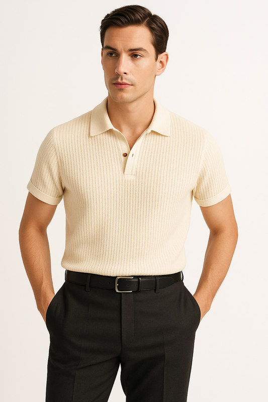 Heren Gebreid Poloshirt Ademend Comfort en Stijl – Rovian