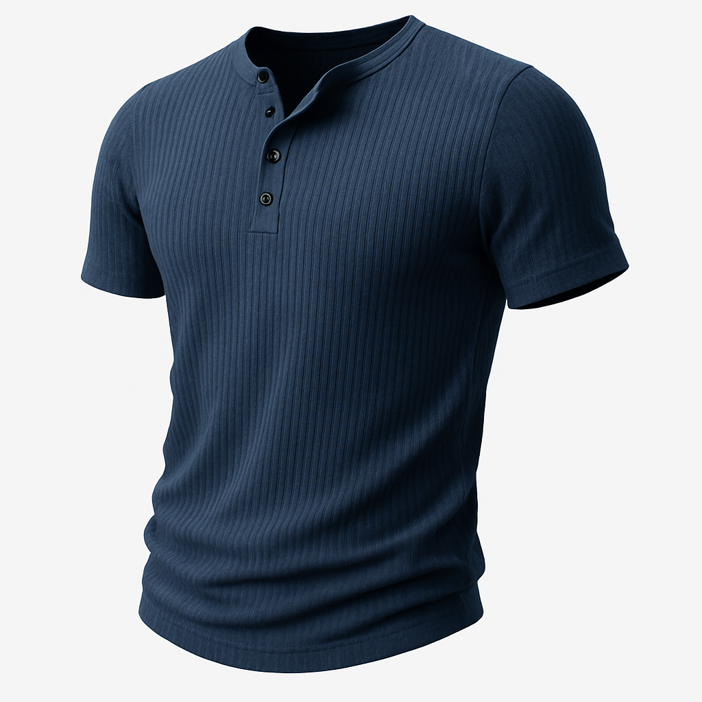 Muscle Fit Henley T-shirt voor heren met knopen – Bart